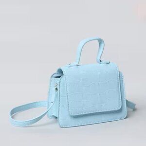 ONLY Croc-Embossed Women's Light Blue Mini Crossbody Shoulder Bag
